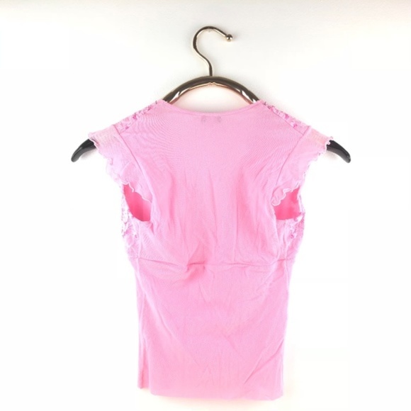 Cosabella Top Floral Lace Soft Mesh V Neck Shirt - Picture 3 of 4